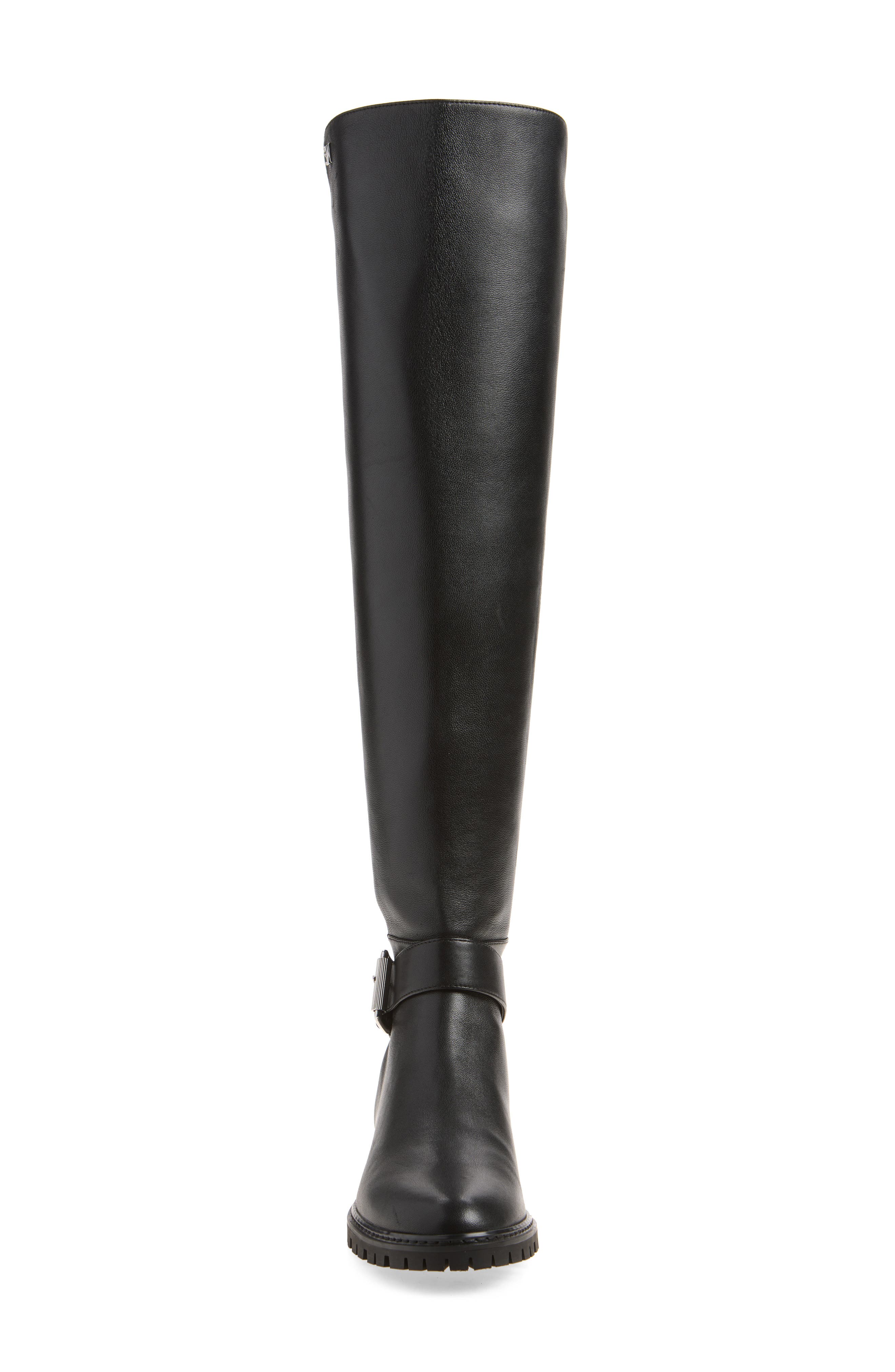 Biker City Over the Knee Leather Boot, Alternate, color, BLACK