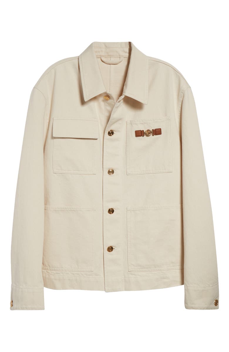 Versace Medusa Biggie Carpenter Denim Jacket, Alternate, color, Ecru