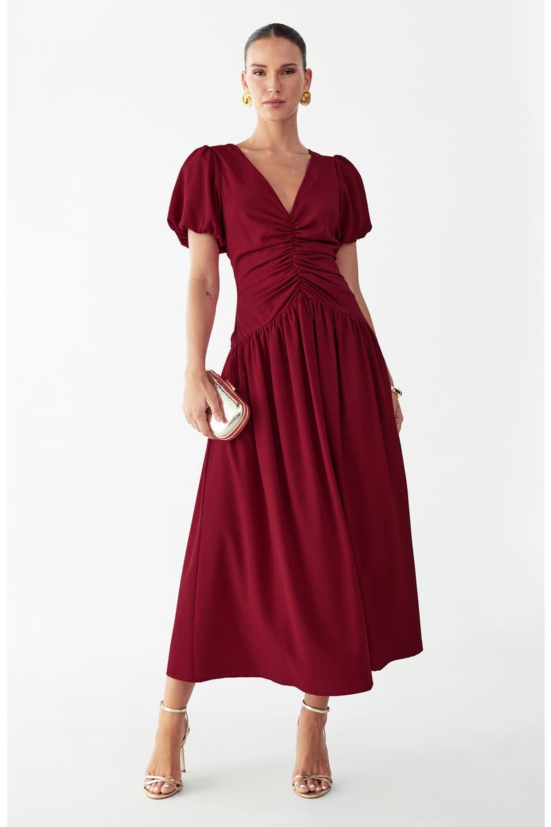Zuri Midi Dress, Alternate, color, Scarlet
