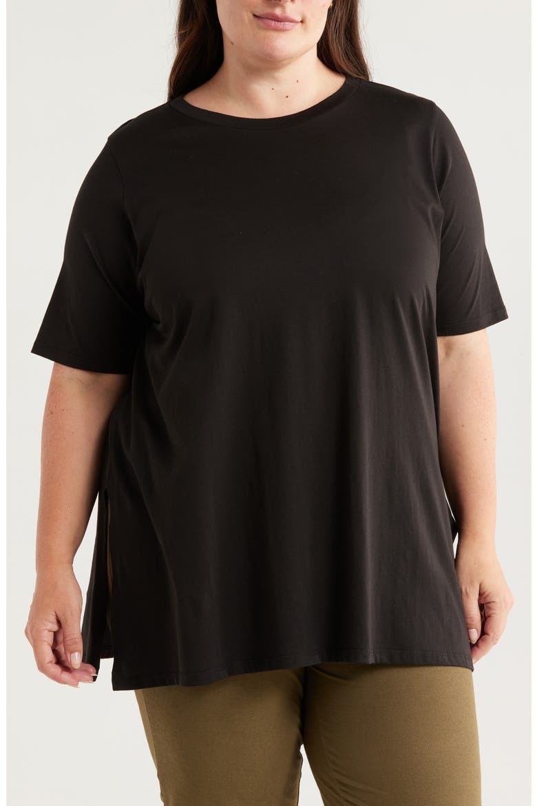 Crewneck Organic Cotton T-Shirt, Main, color, BLACK