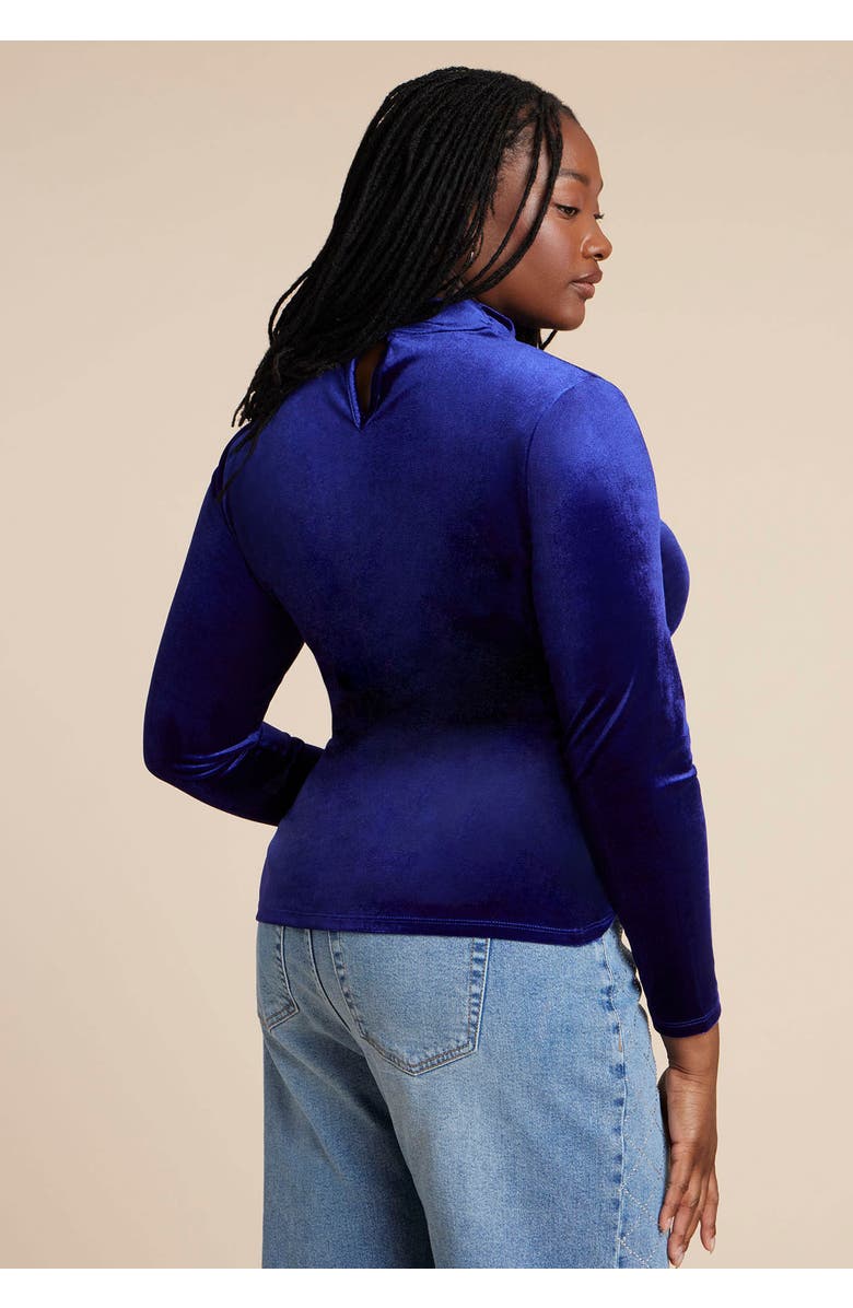 ELOQUII Velvet Mockneck Top, Alternate, color, Mystic Purple