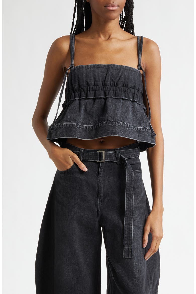 Crop Denim Camisole, Main, color, BLACK