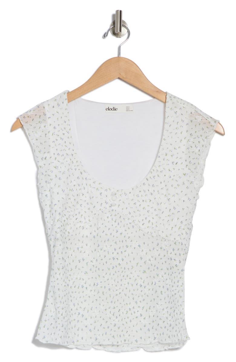Elodie Ditsy Cap Sleeve Top, Alternate, color, White Floral