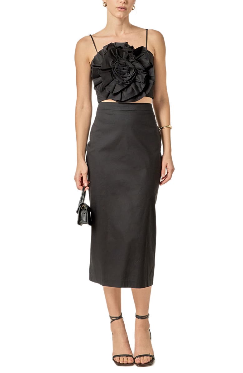 English Factory 3D Floral Crop Top, Alternate, color, Black