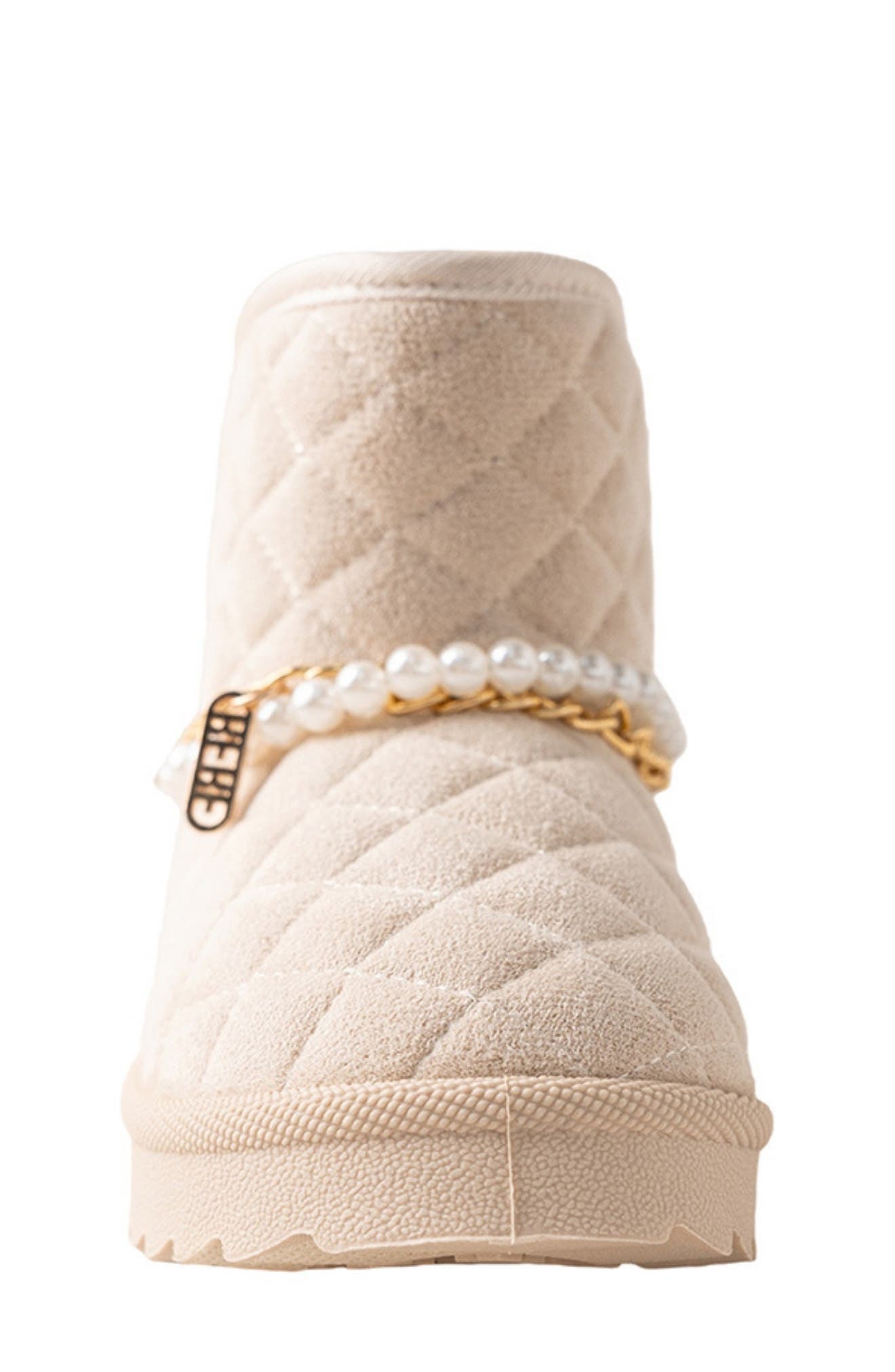 Kids' Cozy Quilted Faux Fur Lined Boot, Alternate, color, CREAM