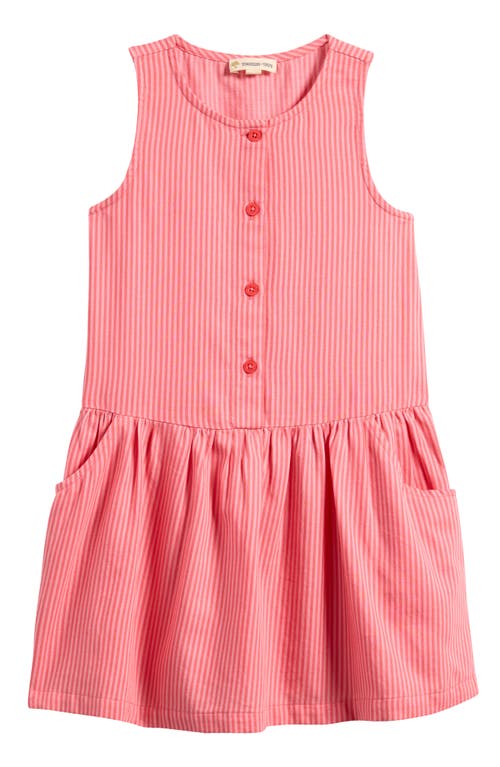 Shop Tucker + Tate Kids' Stripe Sleeveless Cotton Drop Waist Dress In Coral Sugar Lena Stripe