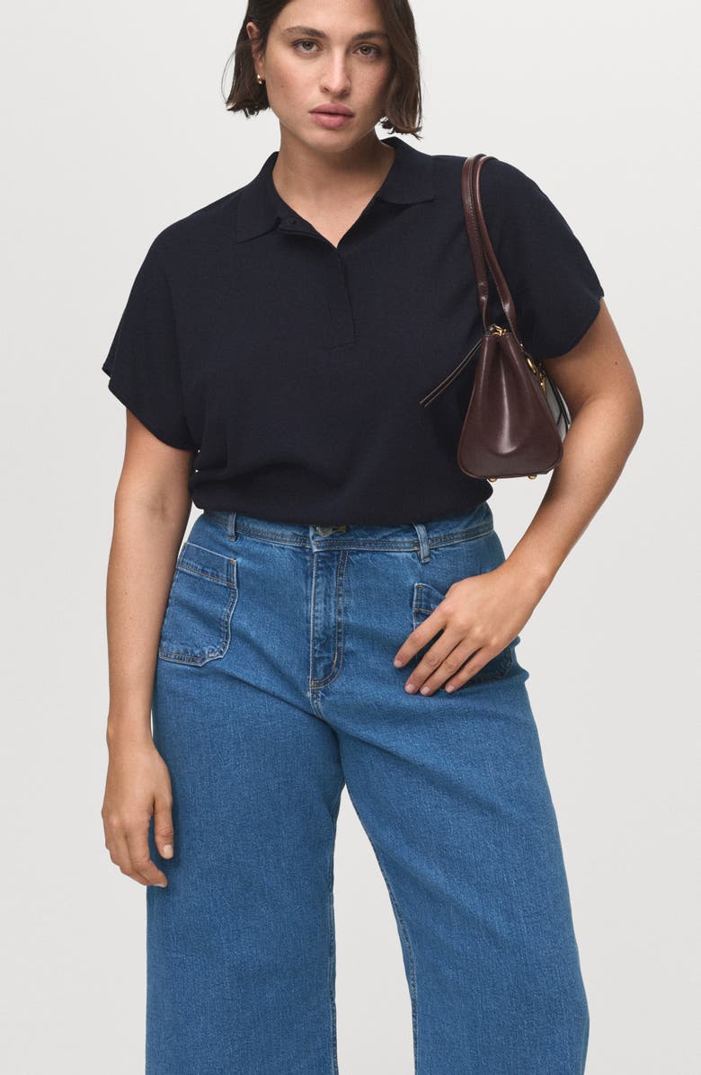 MANGO Jessie Patch Pocket Wide Leg Jeans, Alternate, color, Medium Blue