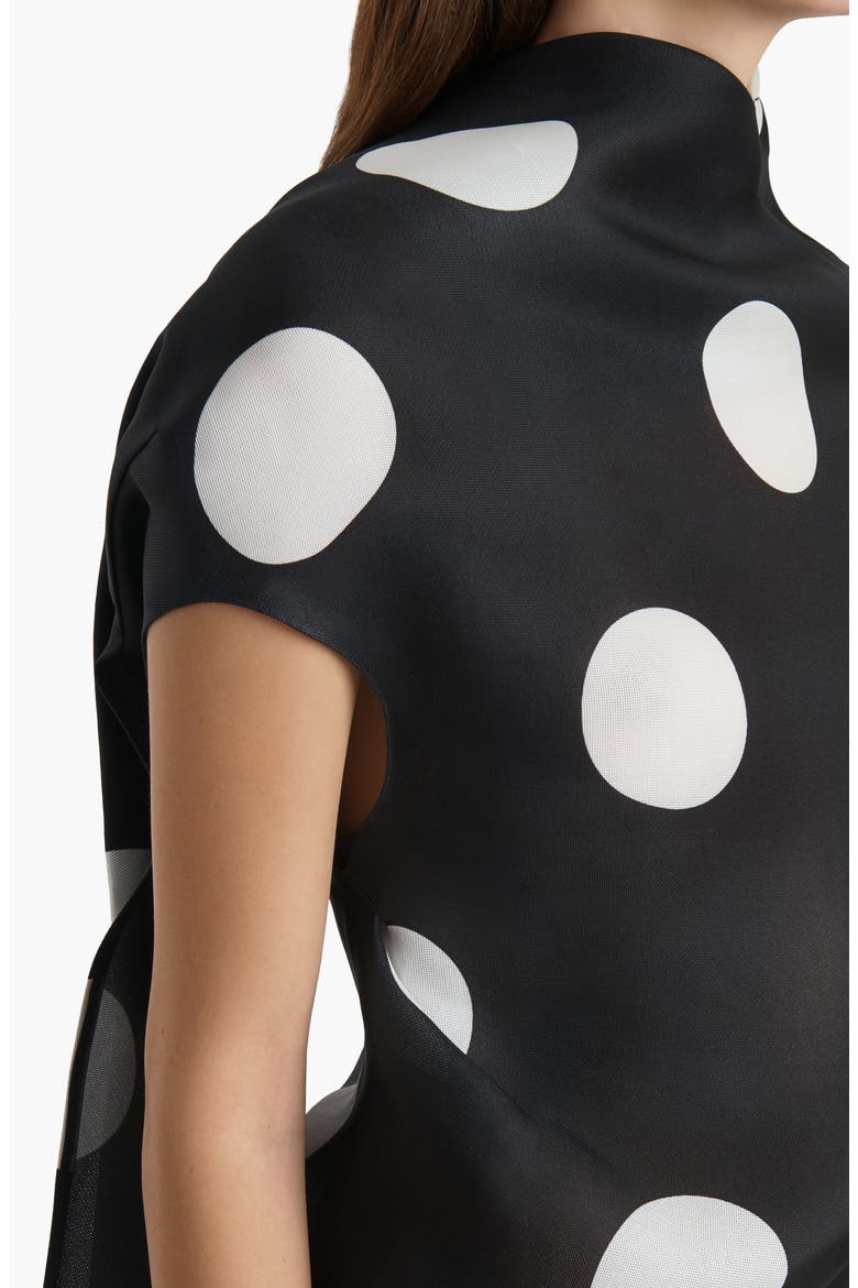 Tatia Polka Dot Bias Cut Silk Gazar Minidress, Alternate, color, LARGE DOT BLACK