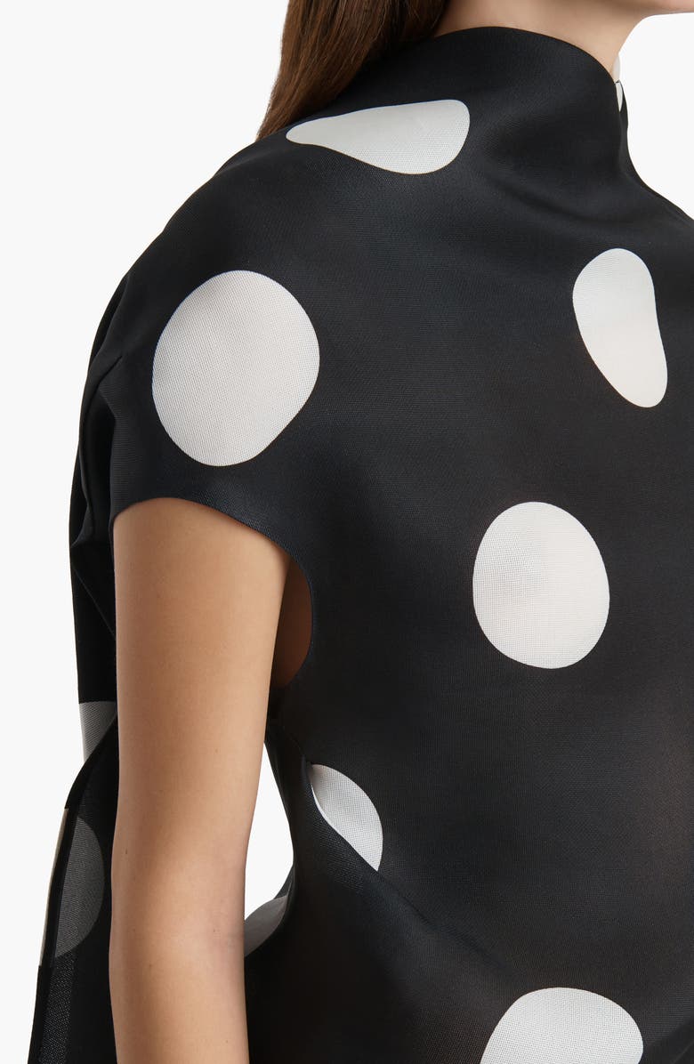 Khaite Tatia Polka Dot Bias Cut Silk Gazar Minidress, Alternate, color, Large Dot Black