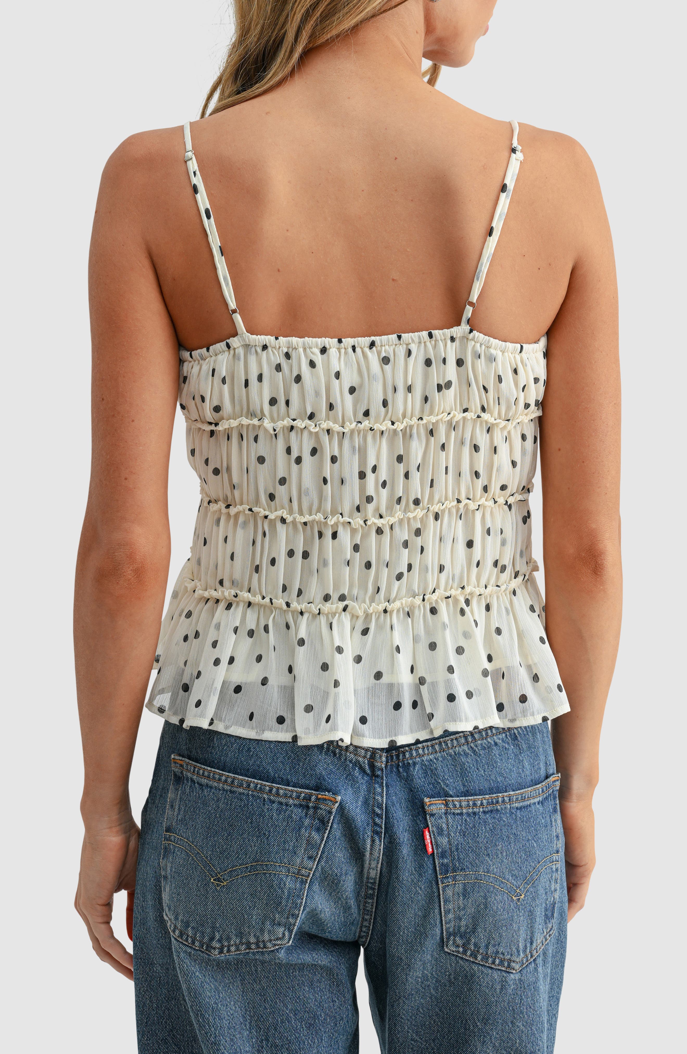 トップス MIRTREASS Polka Dot Peplum Ribbon Top Polka Dot Sleeveless Peplum Top (Women) | Nordstrom MIRTREASS