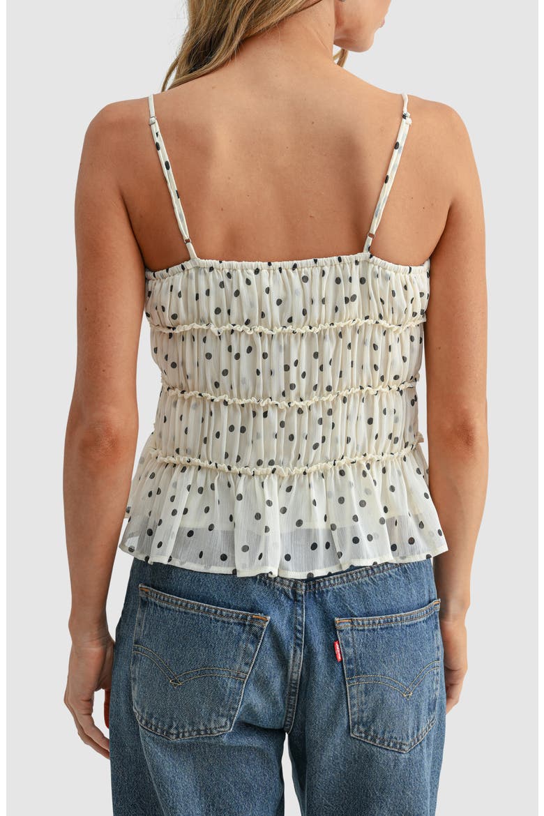 Polka Dot Sleeveless Peplum Top, Alternate, color, IVORY BLACK DOT