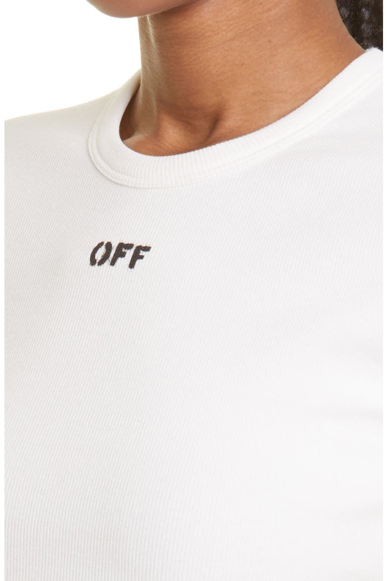 Logo Stamp Rib Stretch Organic Cotton T-Shirt, Alternate, color, WHITE BLACK