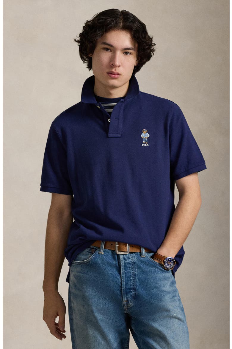 Polo Bear Classic Fit Cotton Mesh Polo, Alternate, color, FRESHWATER-DENIM BEAR