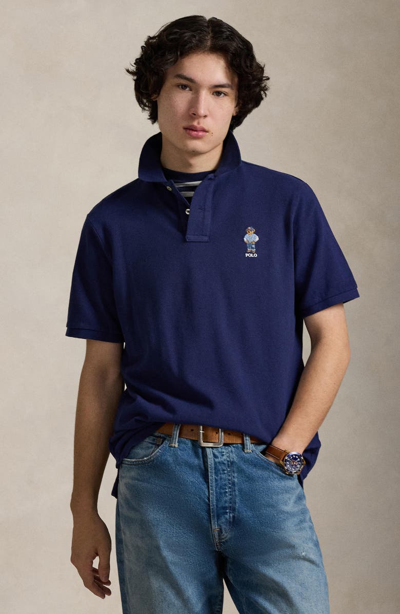 Polo Ralph Lauren Polo Bear Classic Fit Cotton Mesh Polo, Alternate, color, Freshwater-Denim Bear
