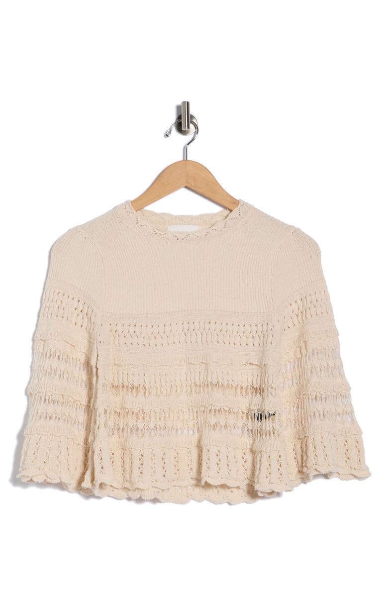 Isabel Marant Étoile Frizy Open Stitch Peplum Sweater, Alternate, color, Ecru
