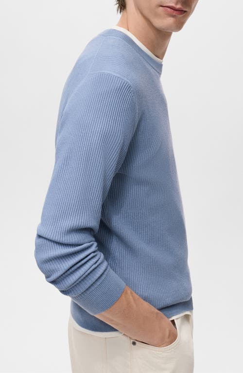 Mango Regular Fit Crewneck Rib Sweater In Blue