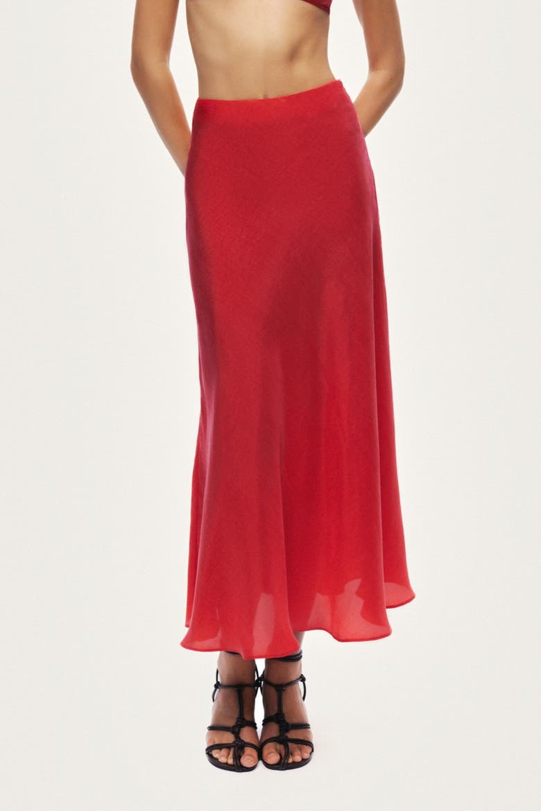 Pleated Midi Skirt, Alternate, color, Red