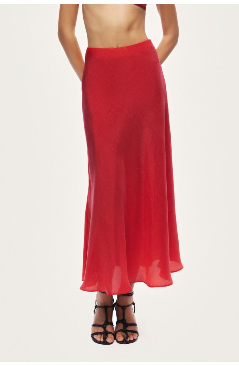 Nocturne Pleated Midi Skirt, Alternate, color, Red