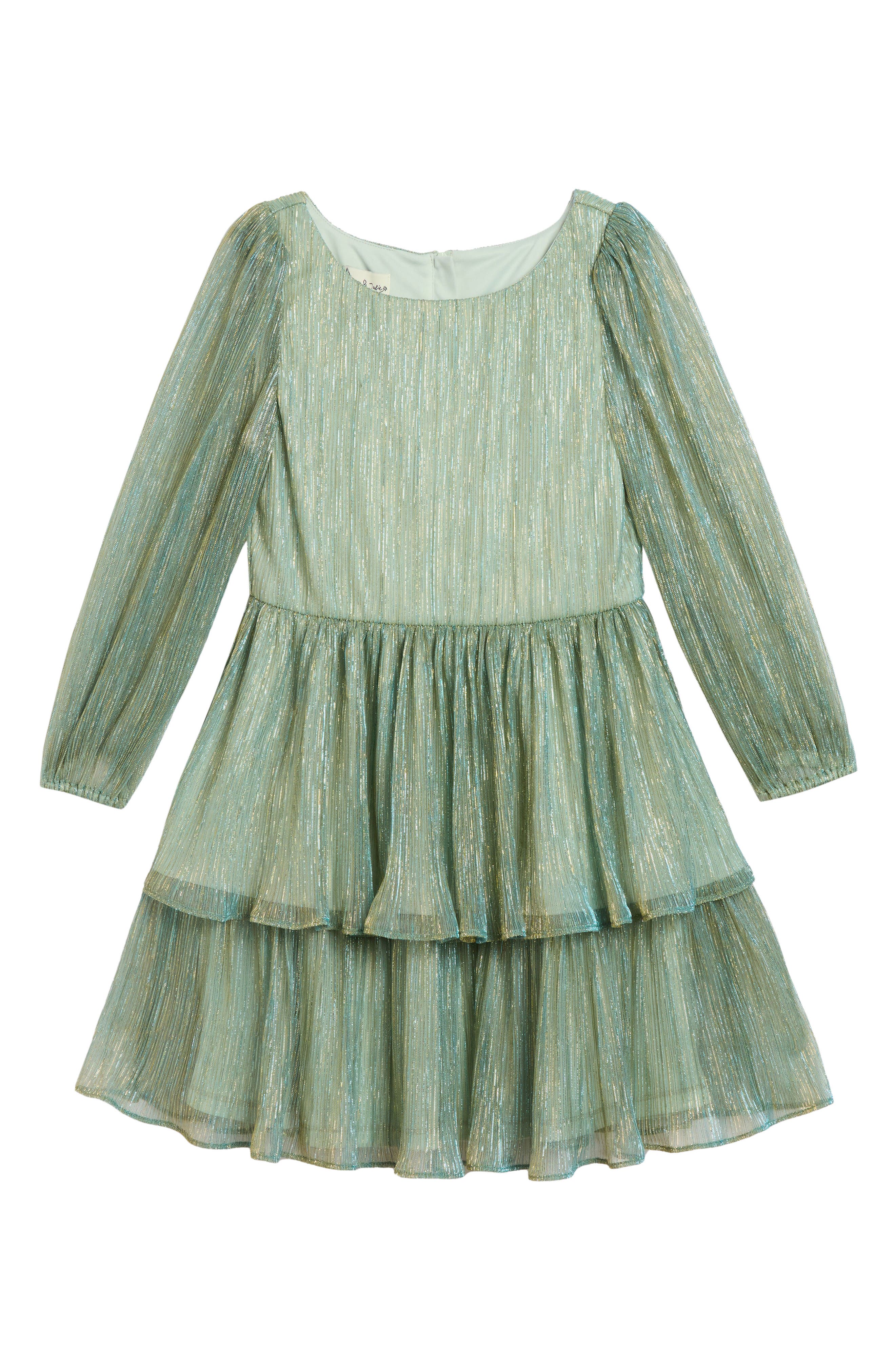 Pippa & Julie Kids' Amanda Shimmer Long Sleeve Dress