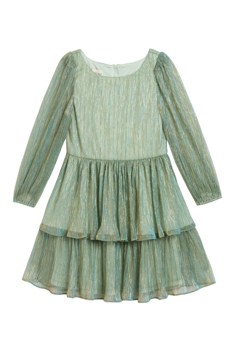 Kids' Amanda Shimmer Long Sleeve Dress, Main, color, GREEN