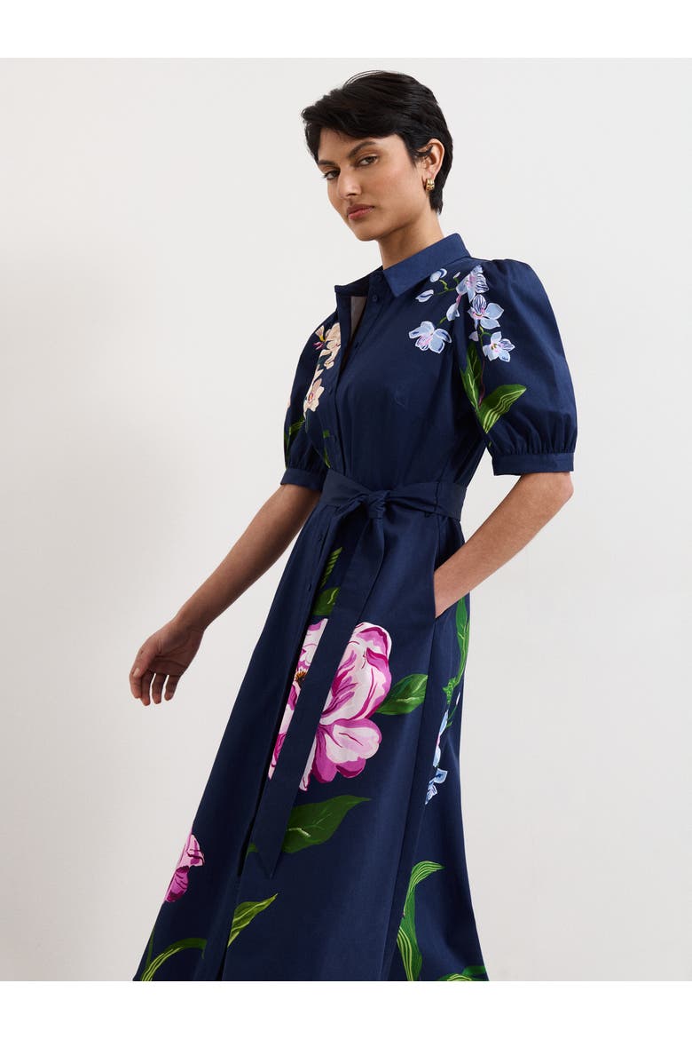 Kerrie Floral Shirt Dress, Alternate, color, Navy