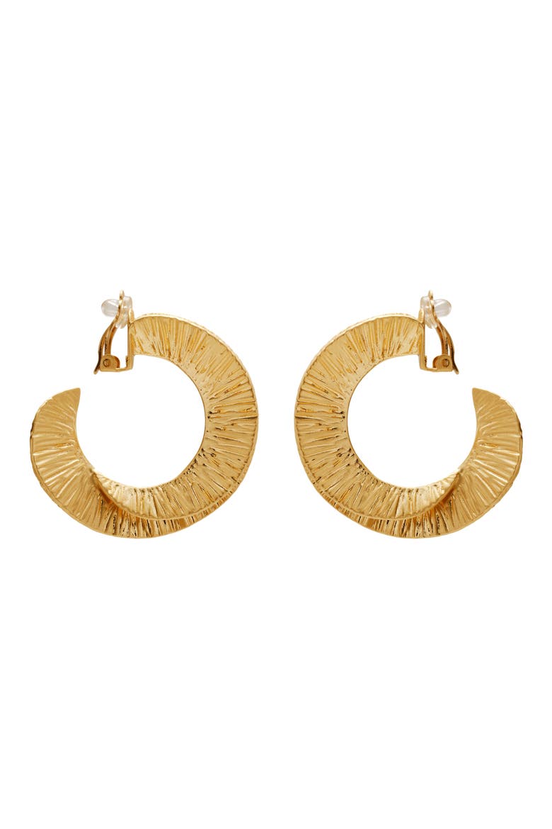 Ren Large Clip-On Earrings, Main, color, BRUSHED BRASS