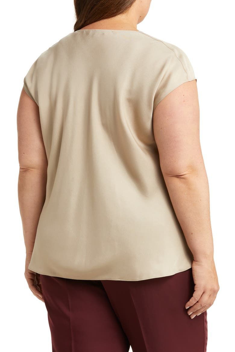 Cowl Neck Cap Sleeve Silk Blend Blouse, Alternate, color, OAT