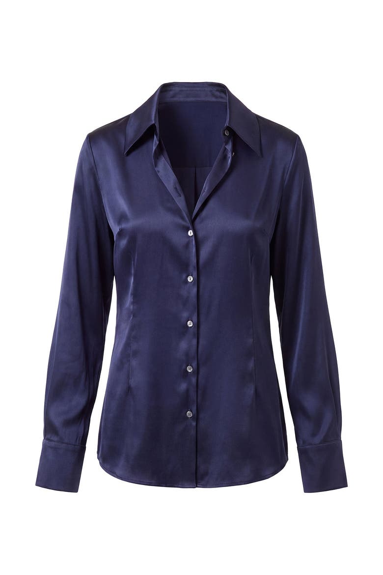 Paloma Fitted Silk Shirt, Alternate, color, INK
