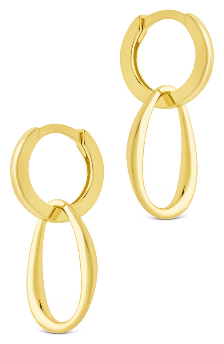 Sterling Forever Dorothy Simple Polished Interlock Drop Earrings, Alternate, color, Gold