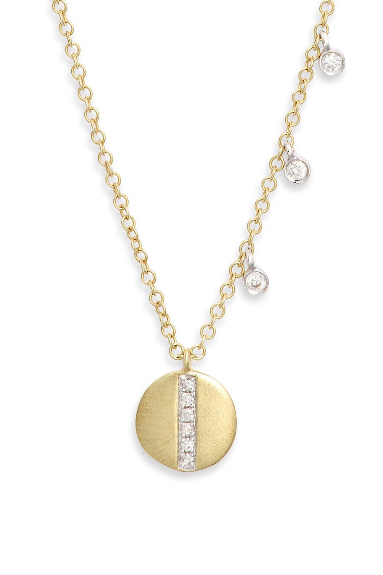 14k Gold Diamond Disc Pendant Necklace, Main, color, YELLOW GOLD