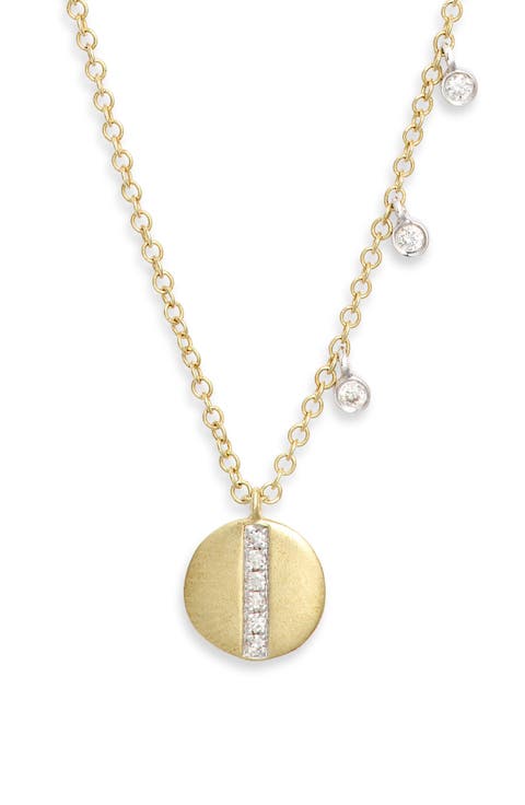 14k Gold Diamond Disc Pendant Necklace