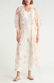 BCBG French Sky Floral Print Duster