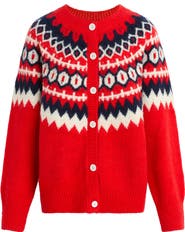 Favorite Daughter The Snowed In Fair Isle Merino Wool & Cashmere Blend Cardigan