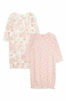 2-Pack Floral Print Stretch Viscose & Organic Cotton Gowns