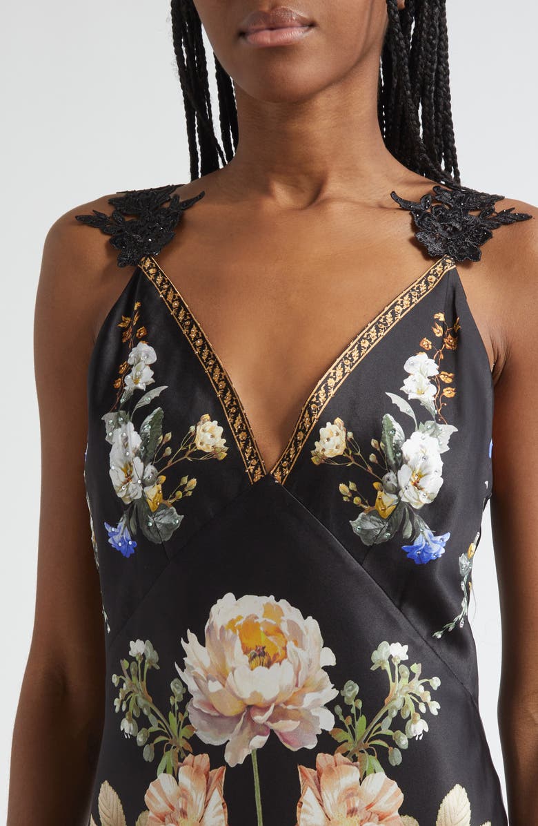 Camilla Ottoman Elegance V-Neck Bias Cut Silk Maxi Slipdress, Alternate, color, Ottoman Elegance