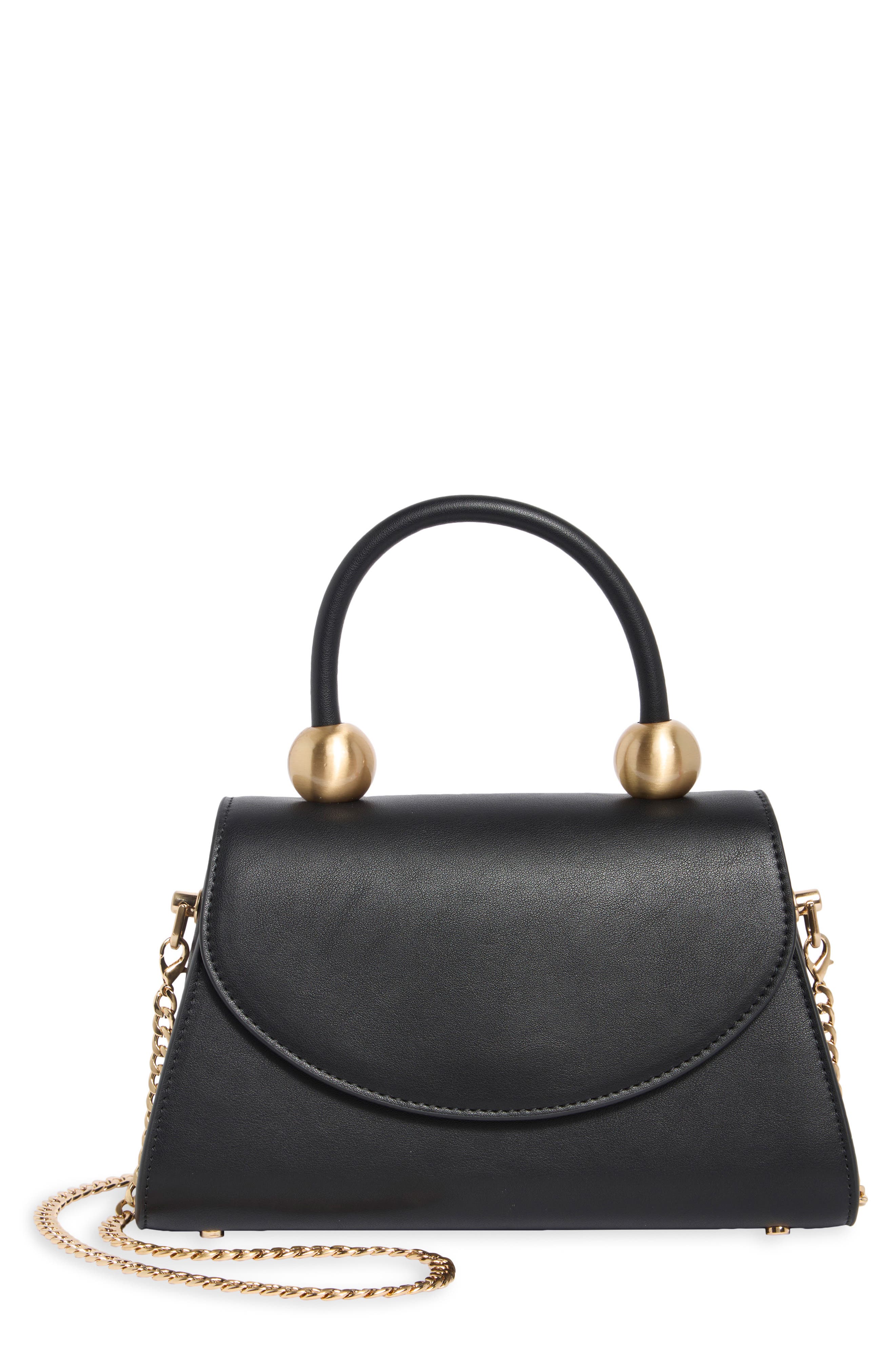 Siren Faux Leather Top Handle Bag, Main, color, BLACK