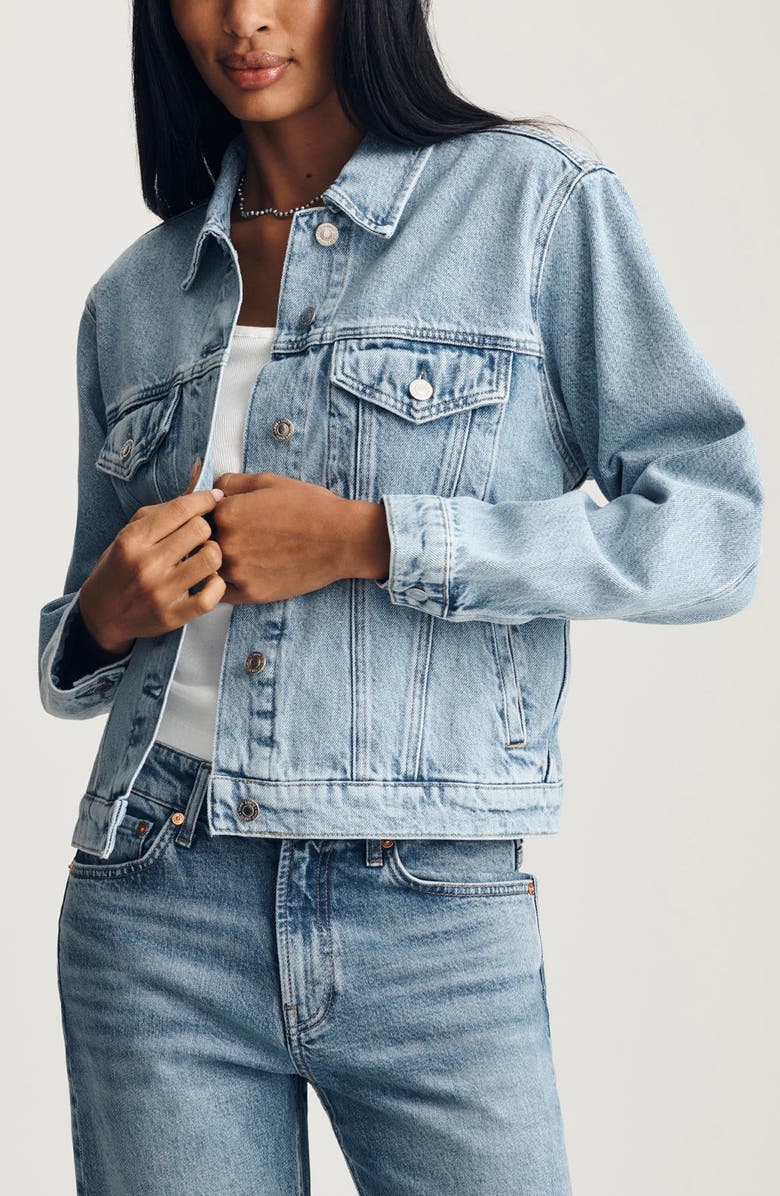 Mavi Jeans Rubie Denim Trucker Jacket, Main, color, Bleached Icon