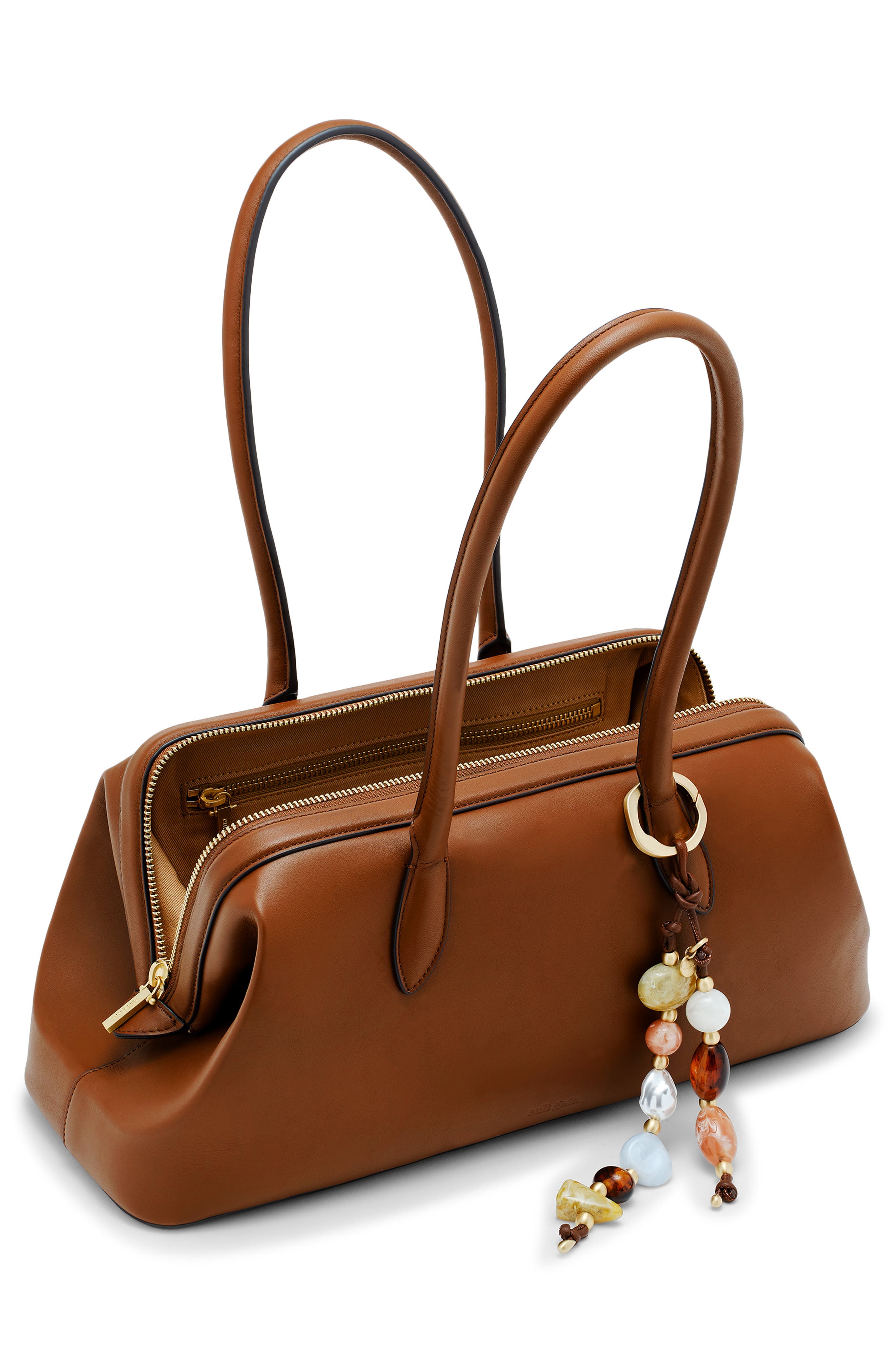 Cult Gaia Raia Leather Satchel, Alternate, color, 