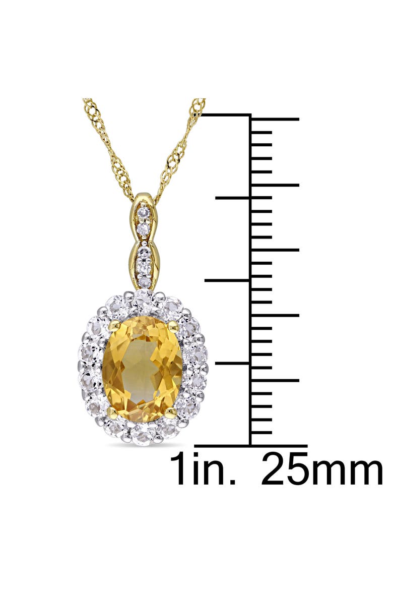 Gemstone & Diamond Oval Halo Necklace 14K, Alternate, color, Citrine/Gold