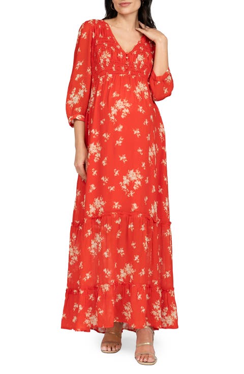 Shirred Maxi Maternity Dress