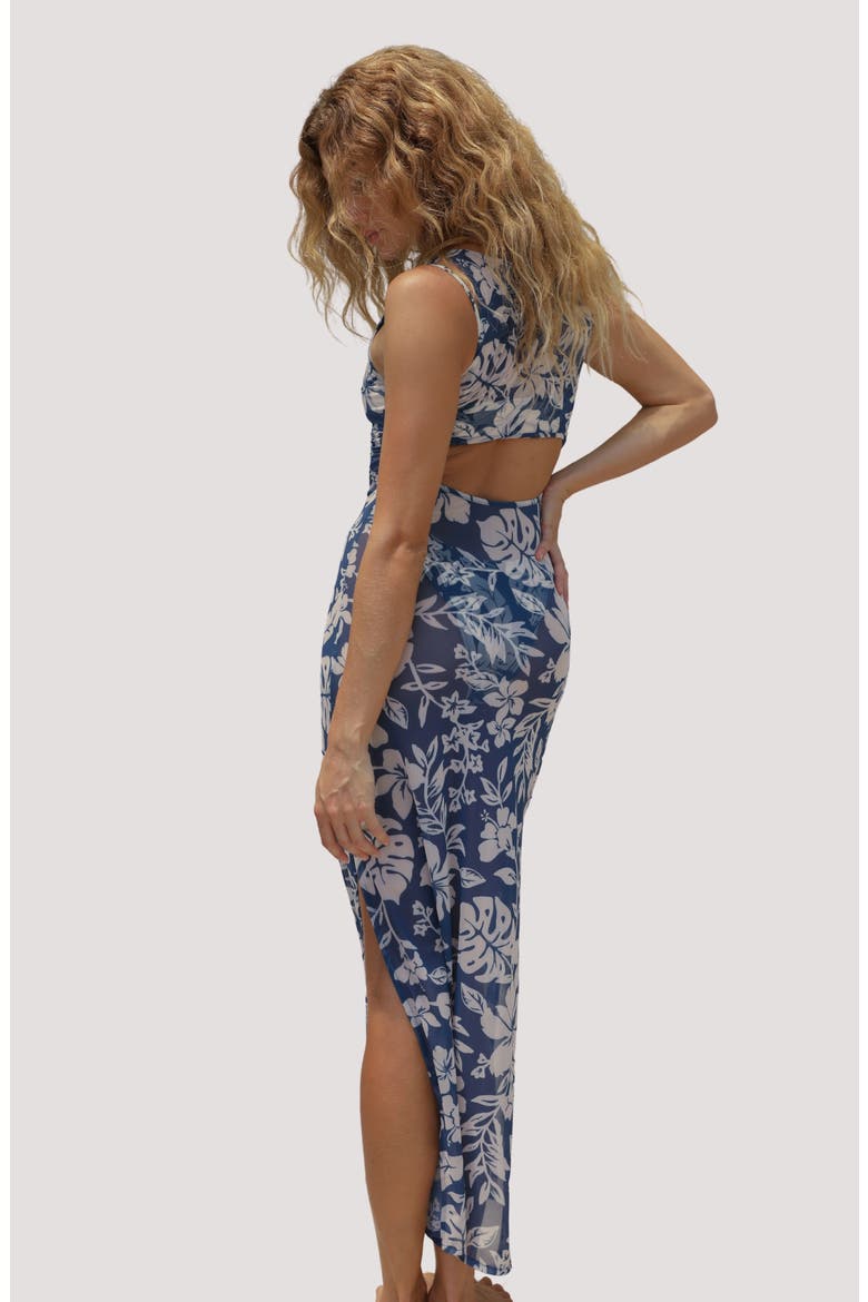 Konda Sheer Mesh Cover-Up Maxi Dress, Alternate, color, HIBISCO