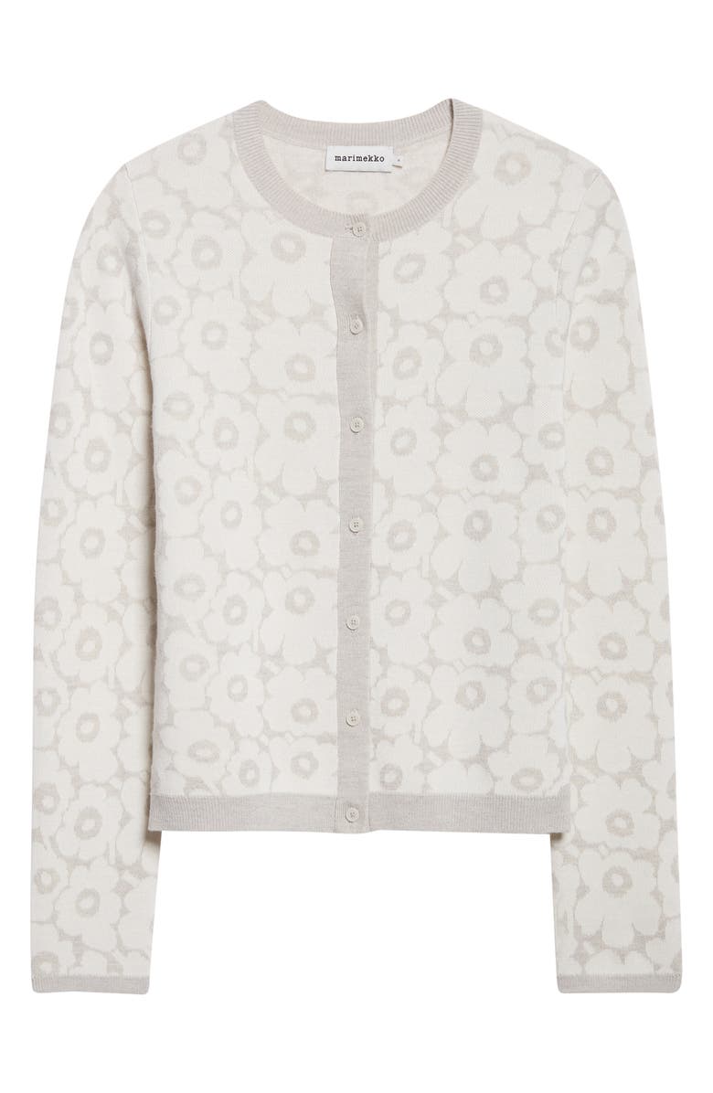Marimekko Etevyys Keidas Floral Cotton Cardigan, Alternate, color, Off-White