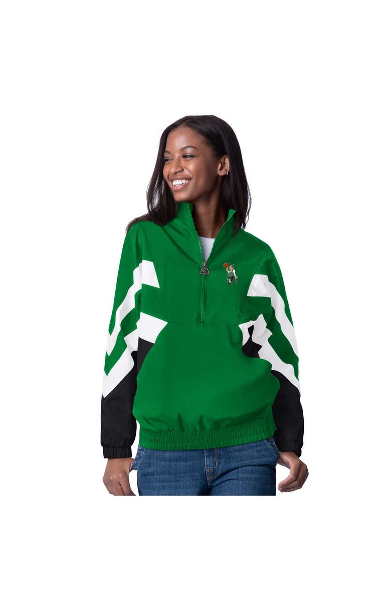 STARTER Women's Starter Kelly Green Boston Celtics Renegade Oxford Half-Zip Jacket, Main, color, Kelly Green