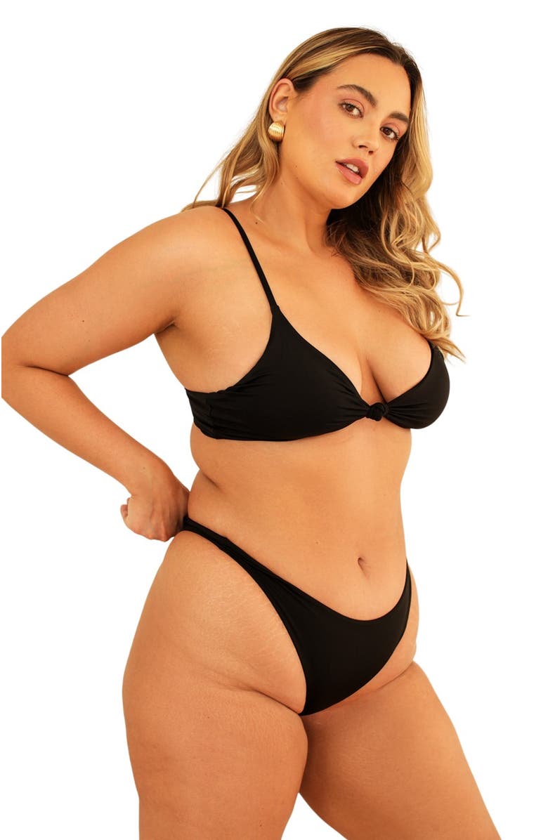 Dippin Daisys Seaport Thong Bikini Bottom, Alternate, color, Black