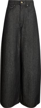 OSSOU Slick High Waist Wide Leg Jeans