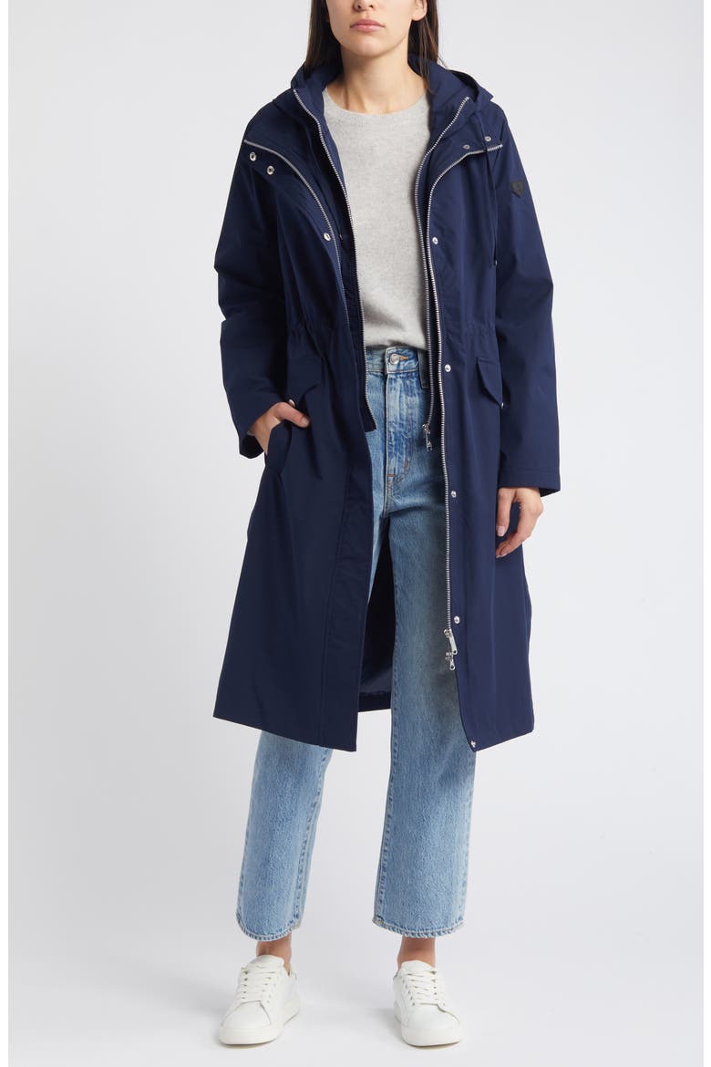 Longline Hooded Jacket, Alternate, color, NAVY