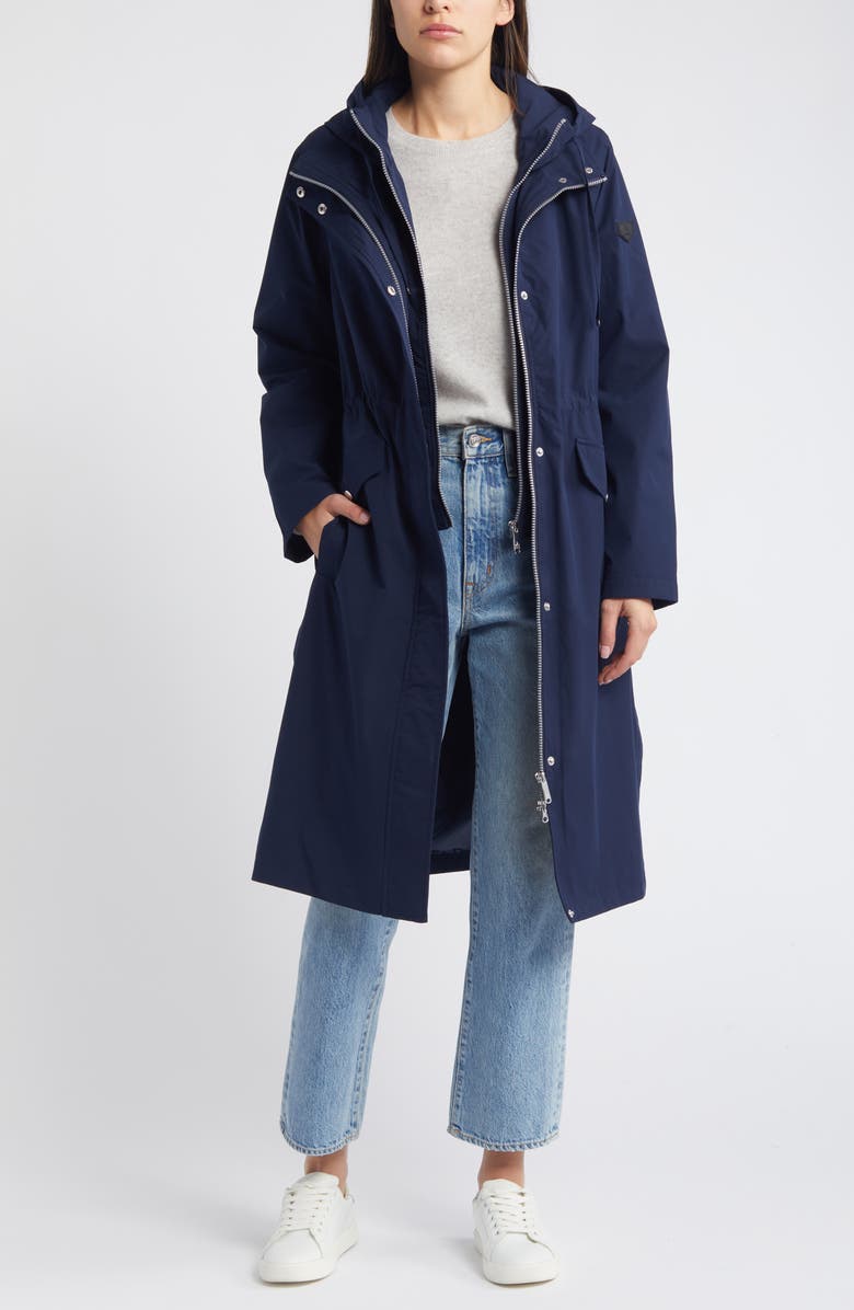Sam Edelman Longline Hooded Jacket, Alternate, color, Navy