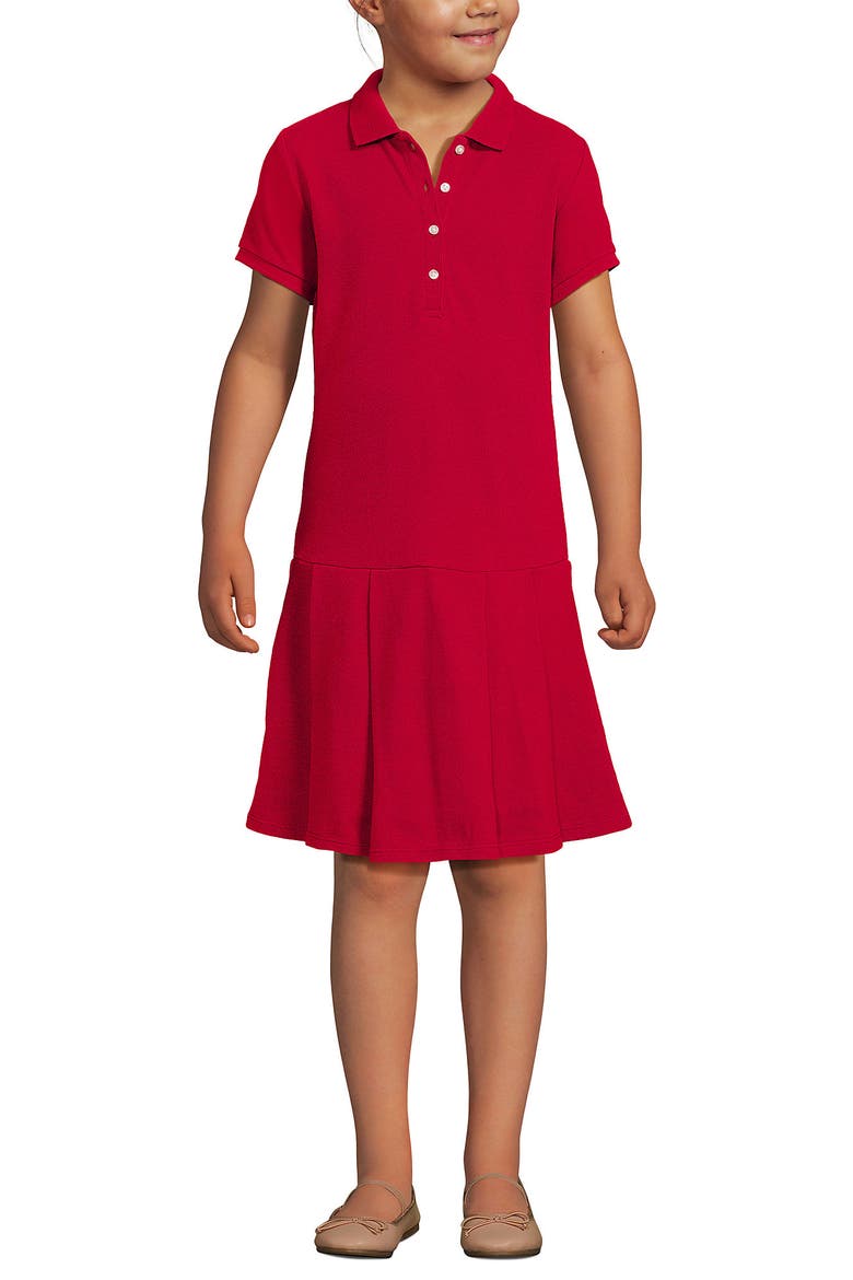 School Uniform Girls Short Sleeve Mesh Pleated Polo Dress, Alternate, color, Red