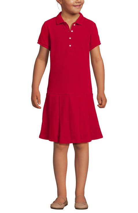 School Uniform Girls Short Sleeve Mesh Pleated Polo Dress