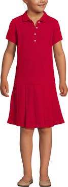 Lands' End School Uniform Girls Short Sleeve Mesh Pleated Polo Dress